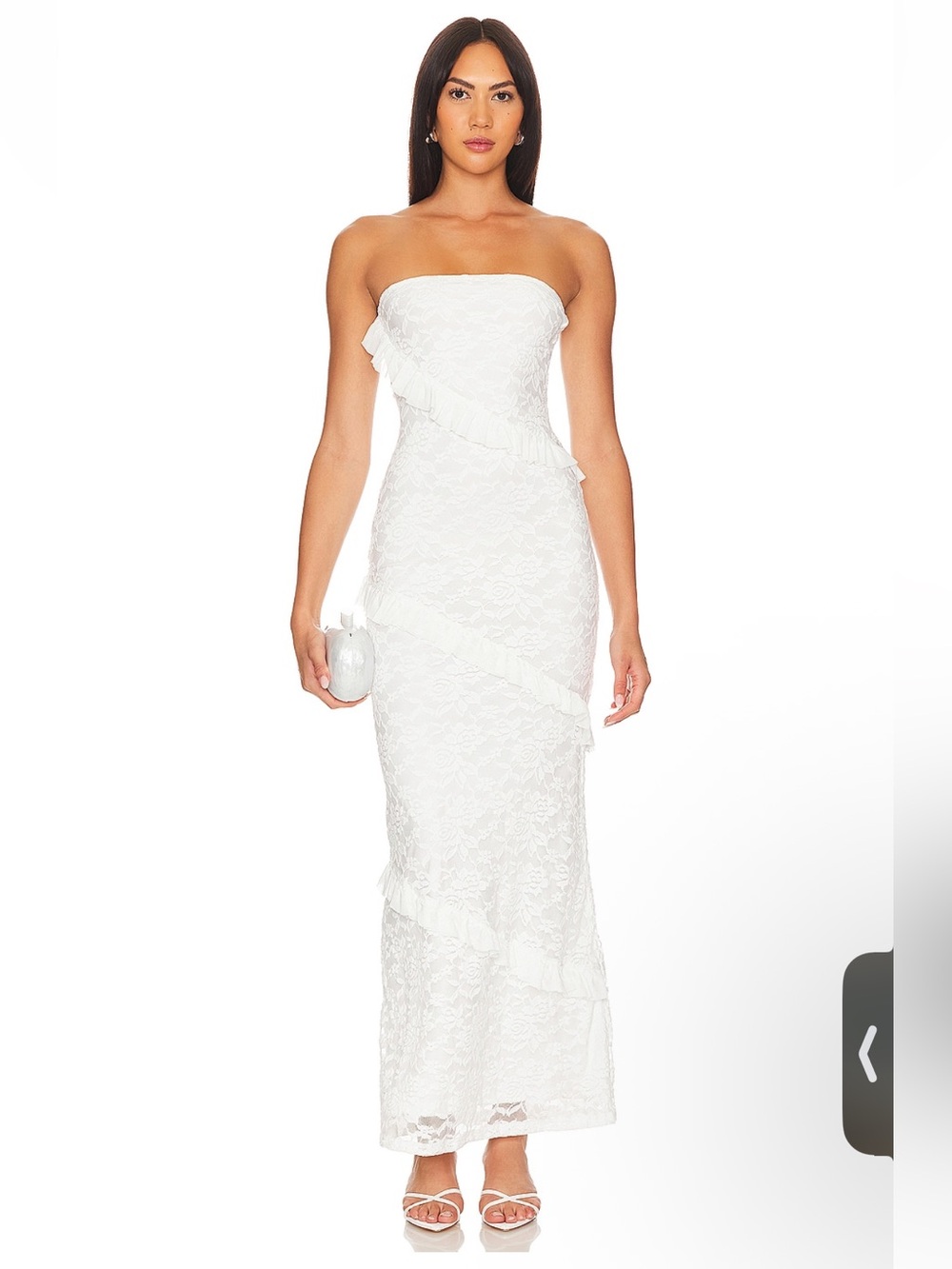 More To Come Xandra Maxi Dress Ivory White Strapless Lace gown Revolve L